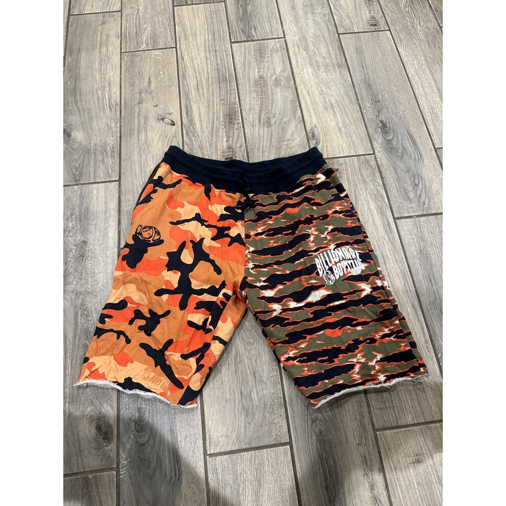 Billionaire Boys Club Men's L Camo Split Activewear Shorts Orange Green Cutoff